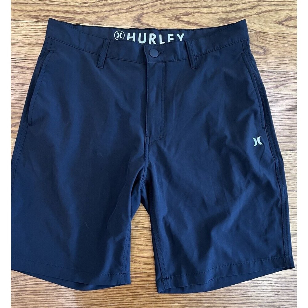 Hurley Mens Shorts Size 32 Black Flat Front 100% Cotton Chino
